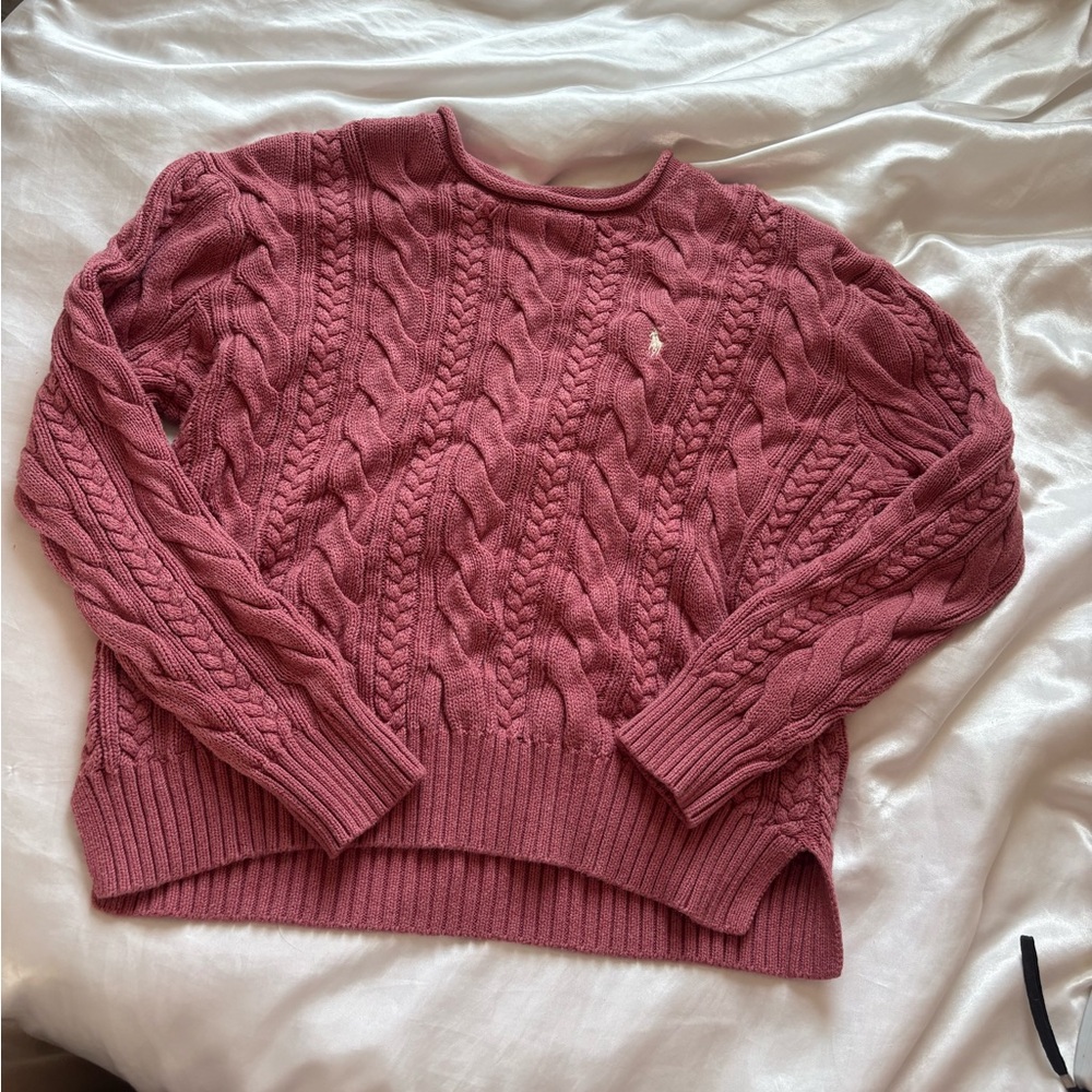 Ralph Lauren Cable-Knit Crewneck Sweater - Dusty Rose